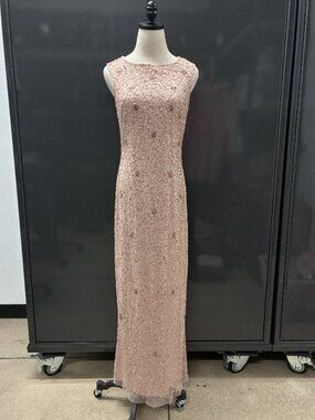 Adrianna Papell Blush Beaded Gown